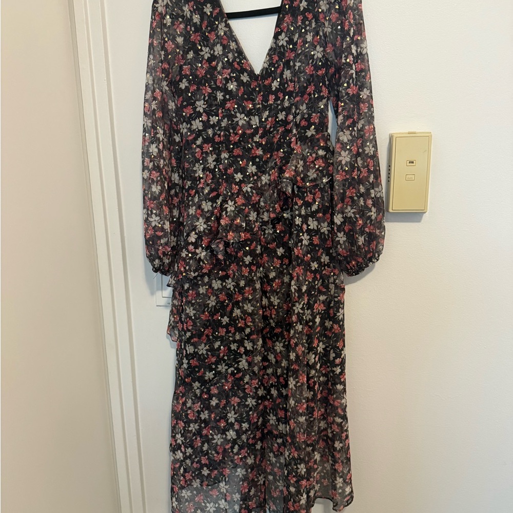 Astr Brown and Black Long Sleeve Dress